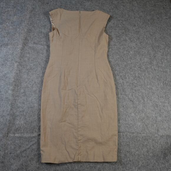 Ralph Lauren Dress Womens 6 Wool Sheath Ruched Black Label Office Career Tan - Picture 2 of 11